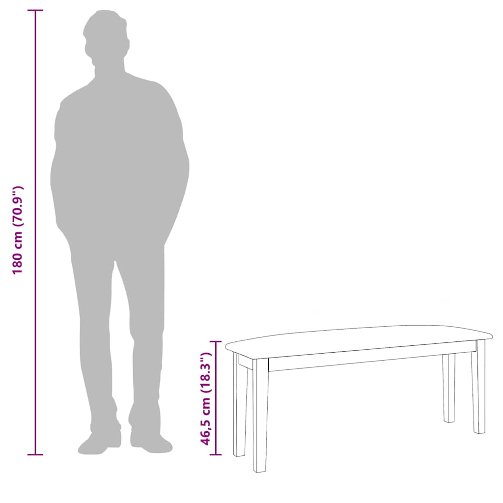 Suoliukas 110 cm Balta medžio masyvo guma