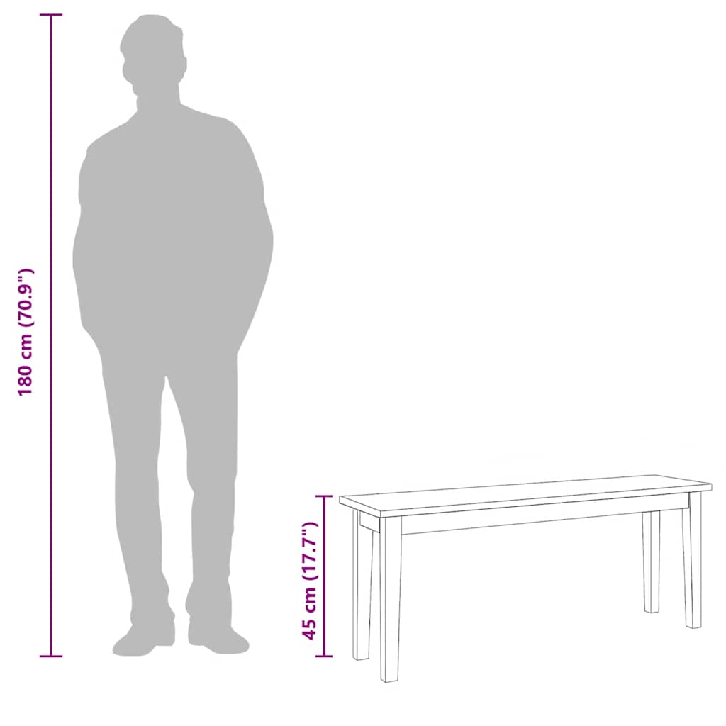 Suoliukas 110 cm Balta medžio masyvo guma