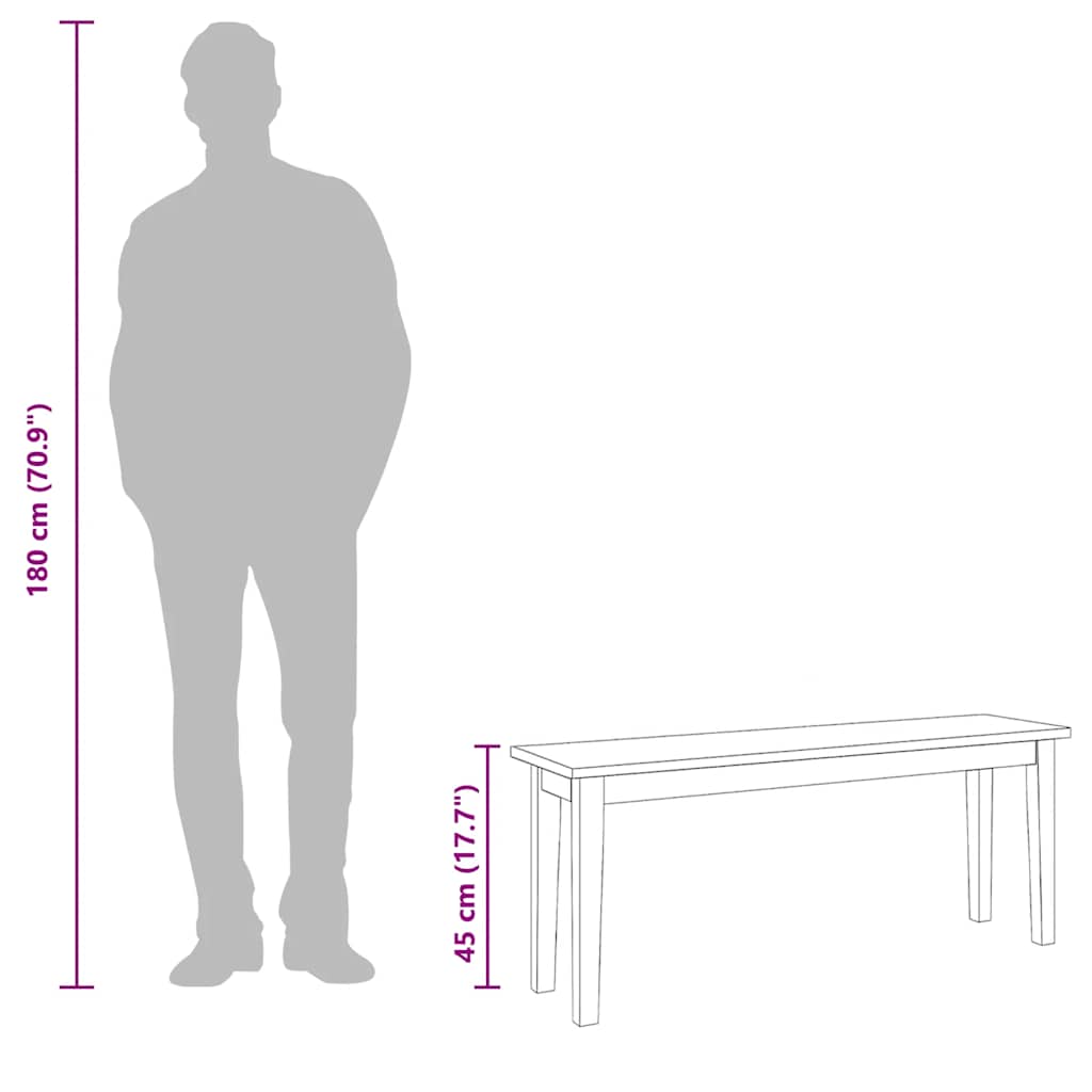 Suoliukas 110 cm Balta medžio masyvo guma