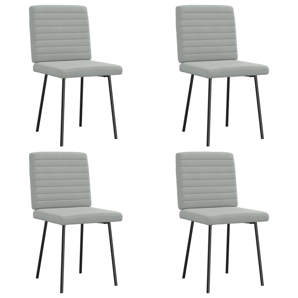 Dining chairs, 4 pcs, light grey velvet