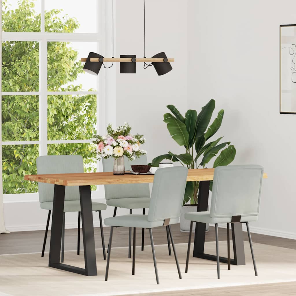 Dining chairs, 4 pcs, light grey velvet