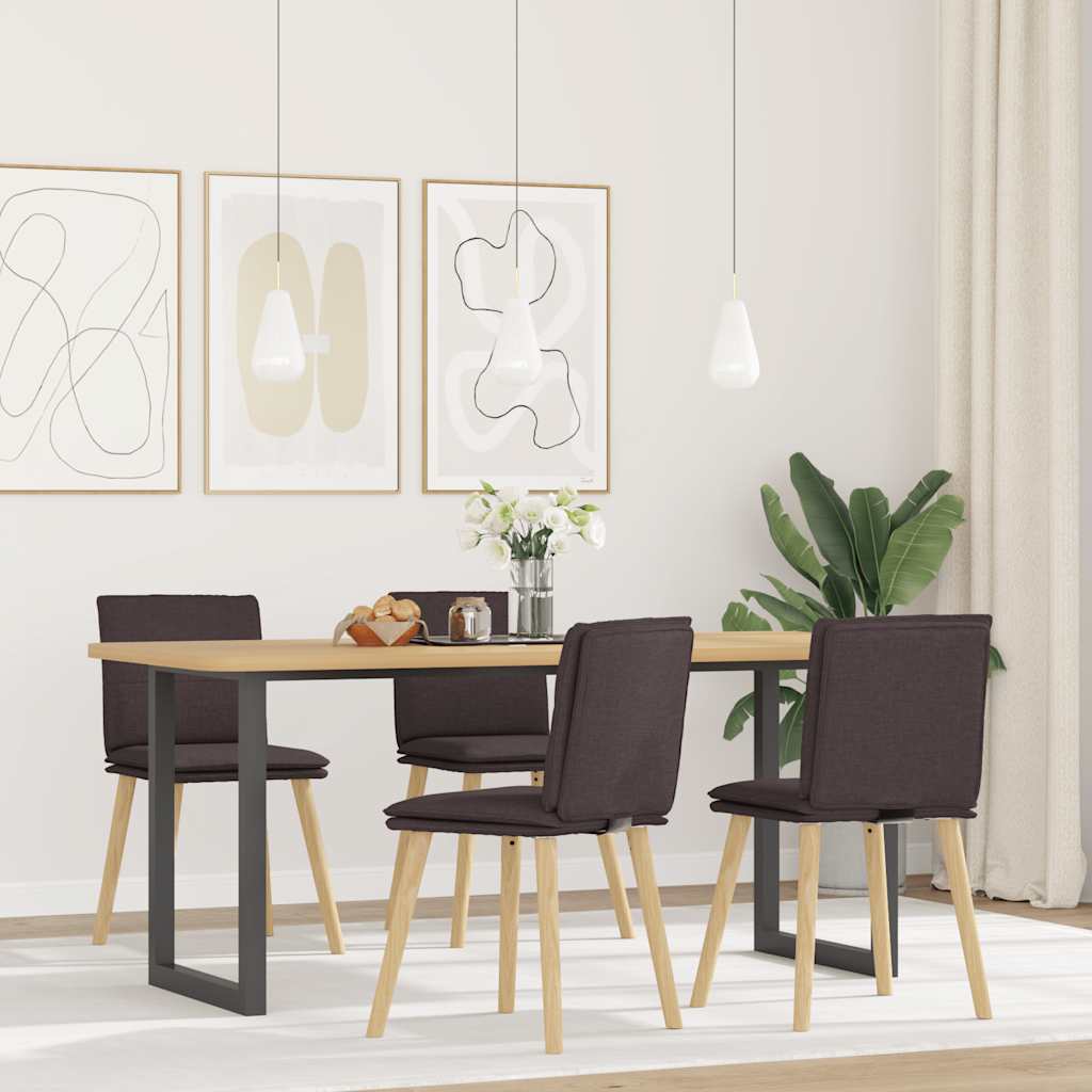 Dining chairs, 4 pcs., dark brown, fabric