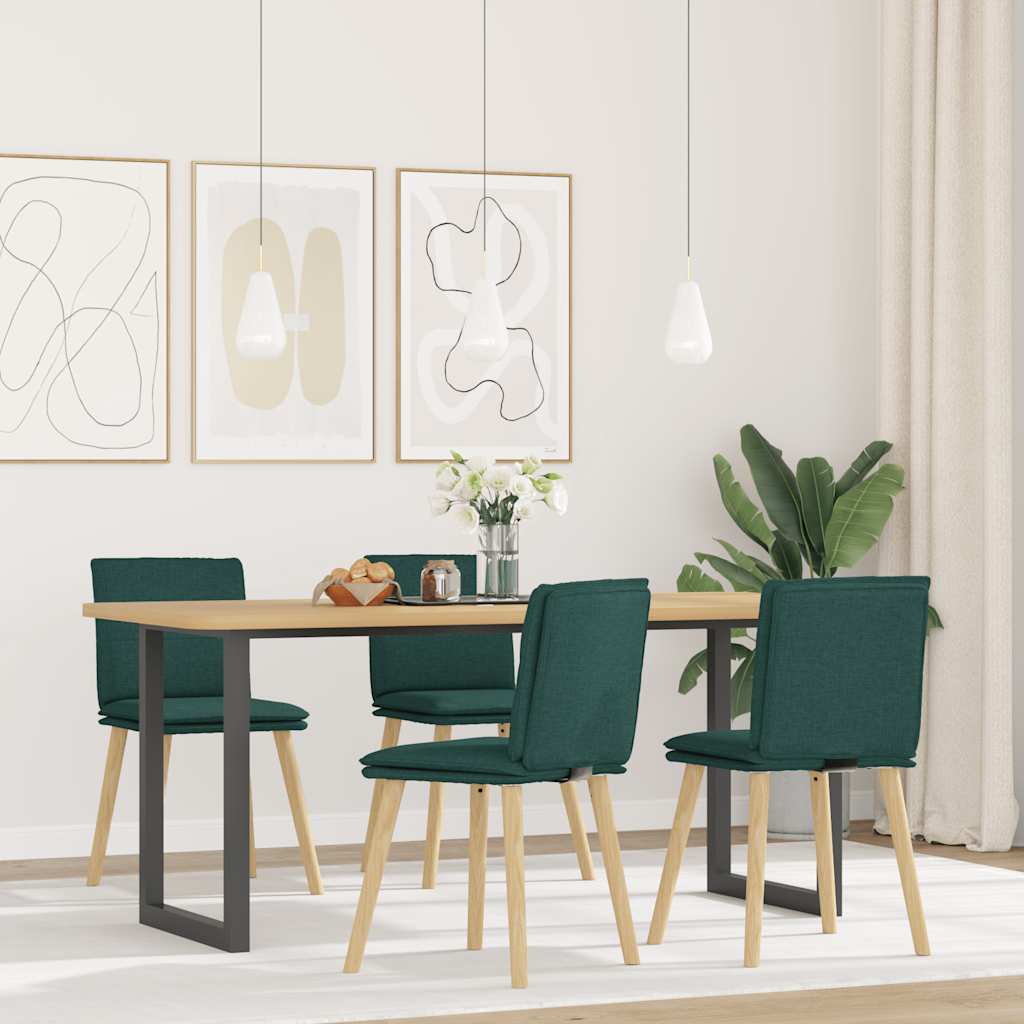 Dining chairs, 4 pcs., dark green, fabric