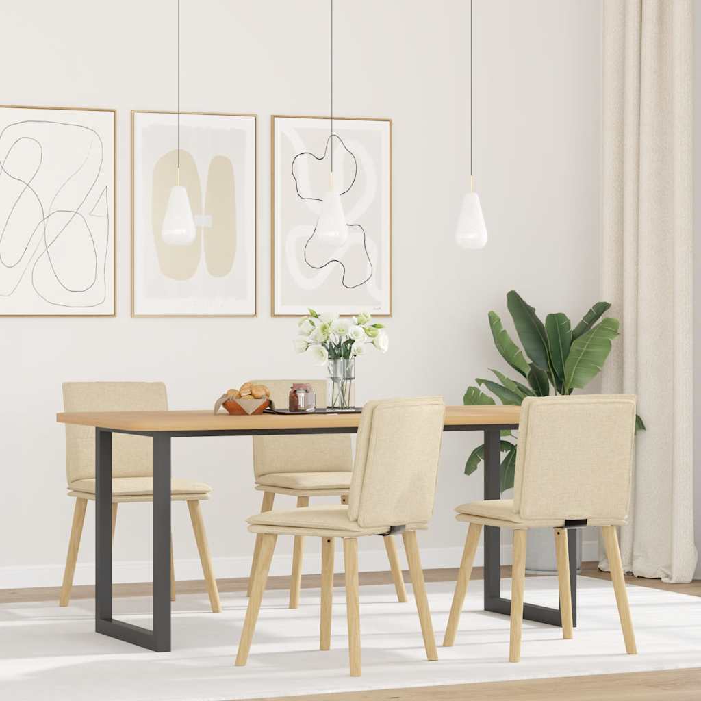 Dining chairs, 4 pcs, cream, fabric