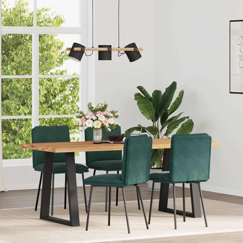 Dining chairs, 4 pcs, dark green, velvet