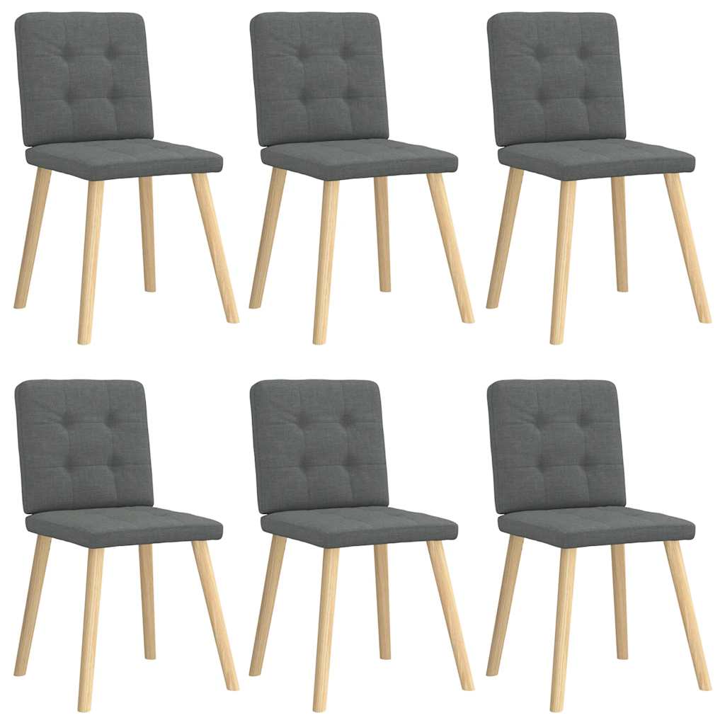 Dining chairs, 6 pcs, dark grey, fabric