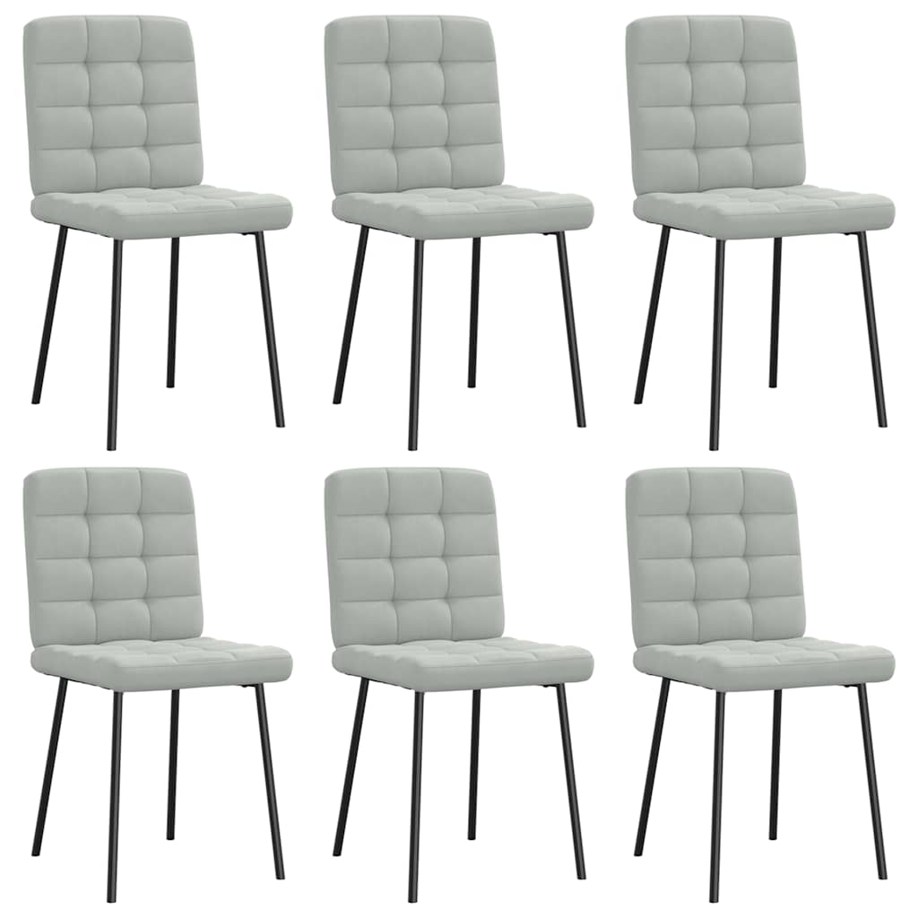 Dining Chairs, 6 pcs, light grey, velvet