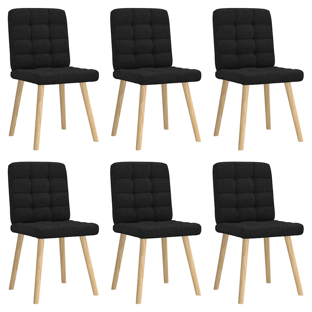Dining chairs, 6 pcs, black, fabric