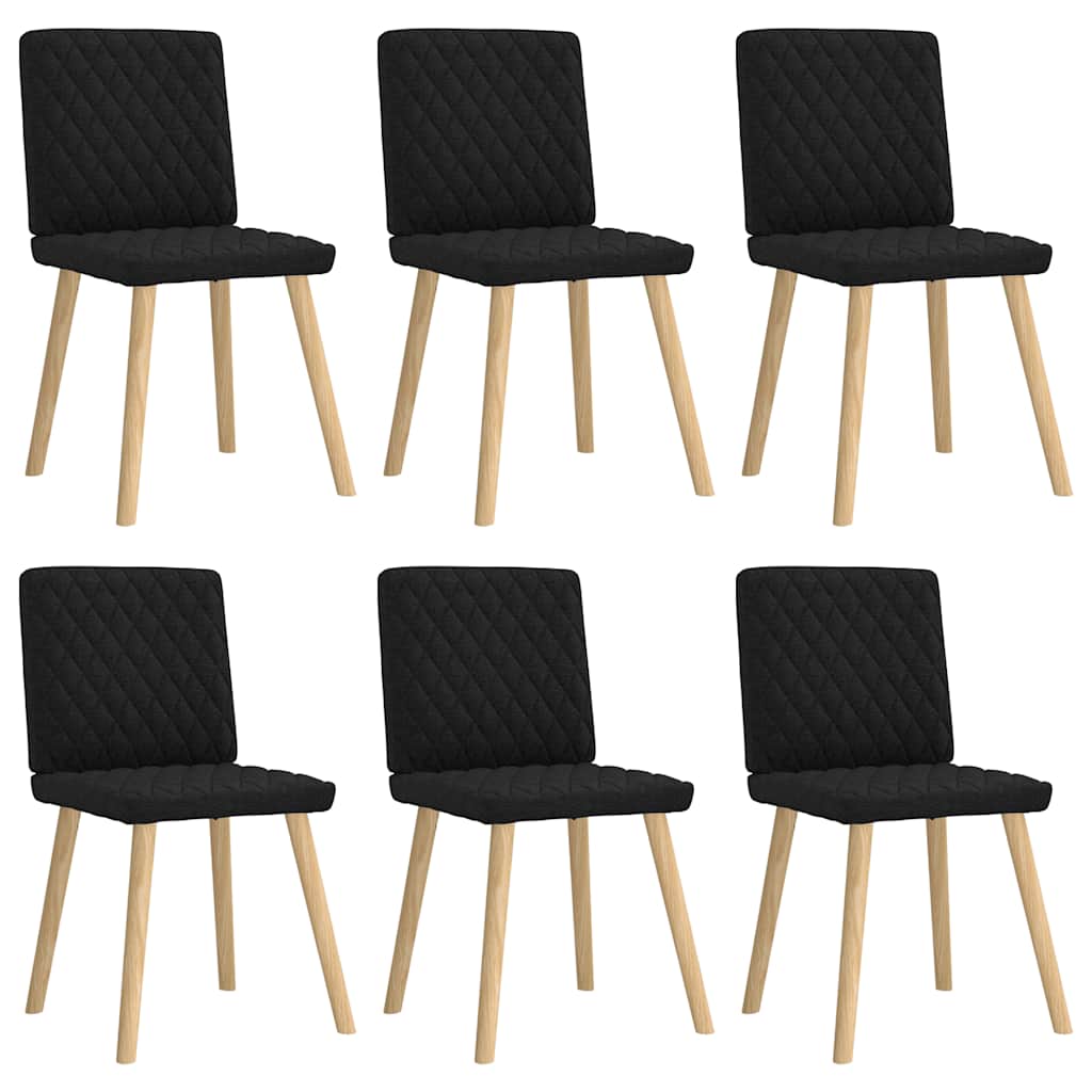 Dining chairs, 6 pcs, black, fabric