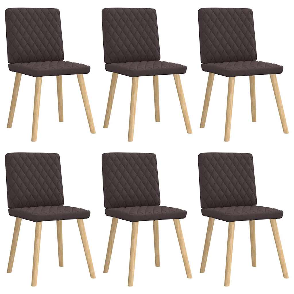 Dining chairs, 6 pcs., dark brown, fabric (3x324165)