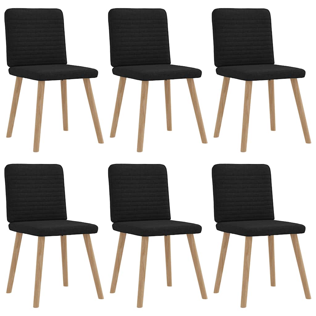 Dining chairs, 6 pcs, black, fabric