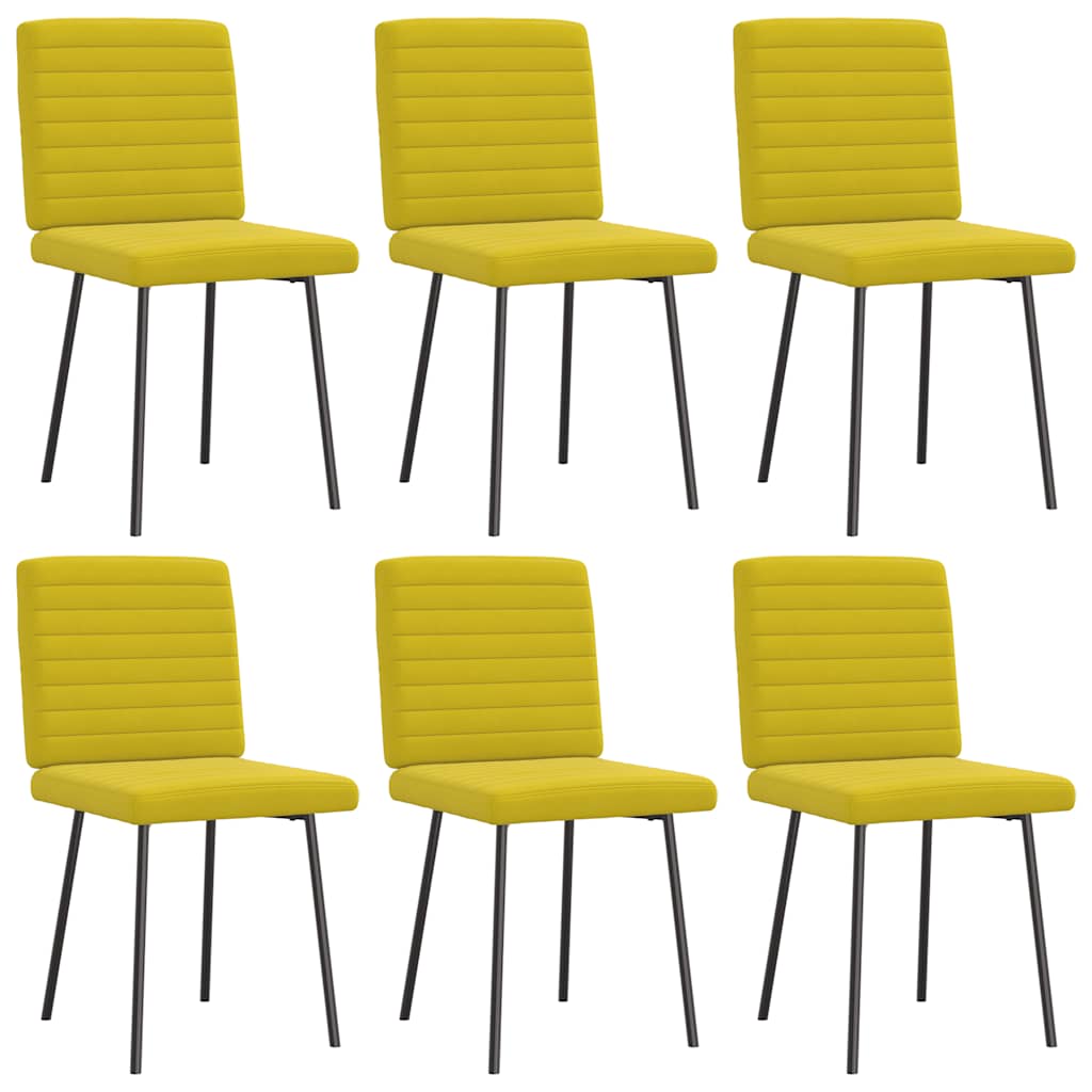 Dining chairs, 6 pcs, yellow, velvet