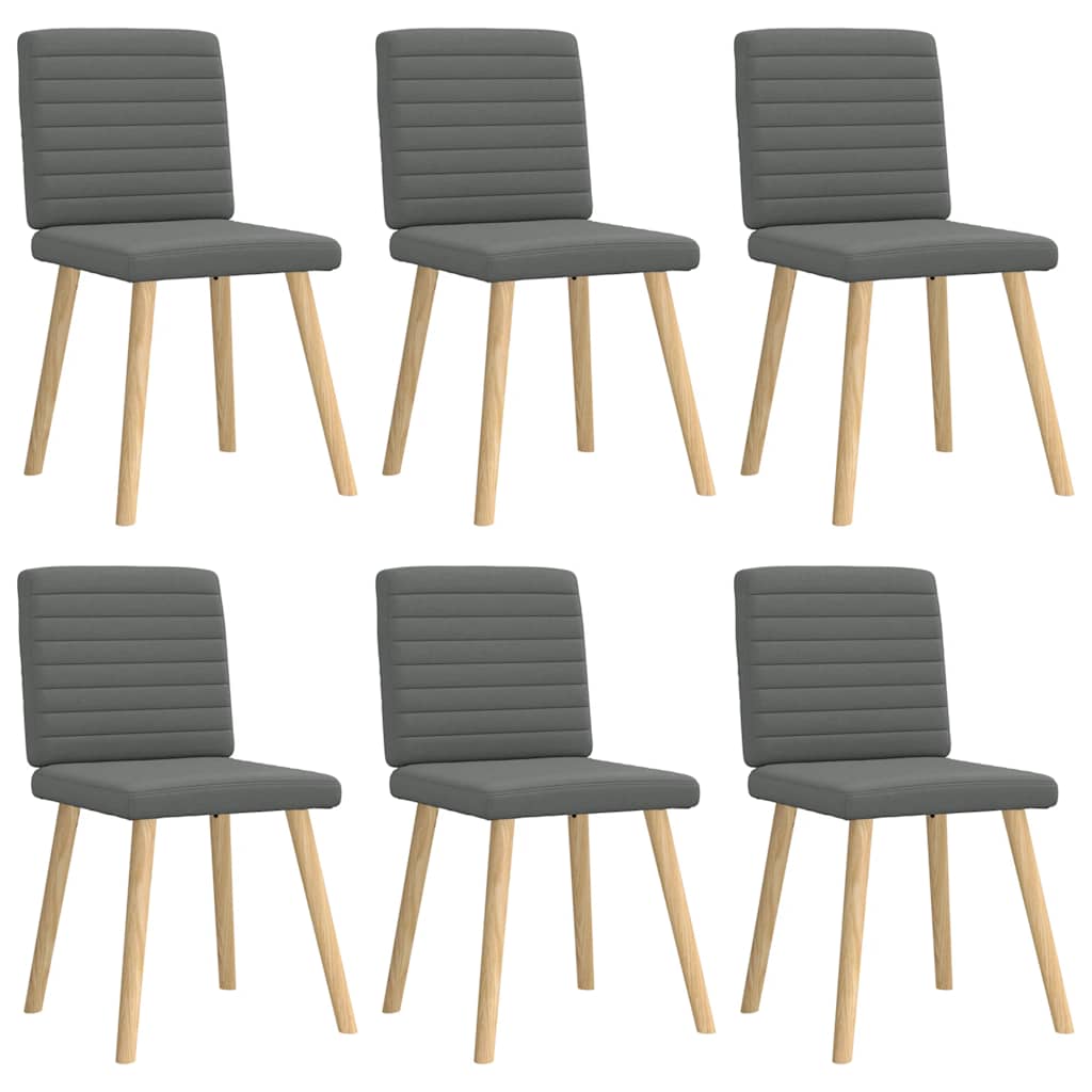 Dining chairs, 6 pcs, dark grey, fabric