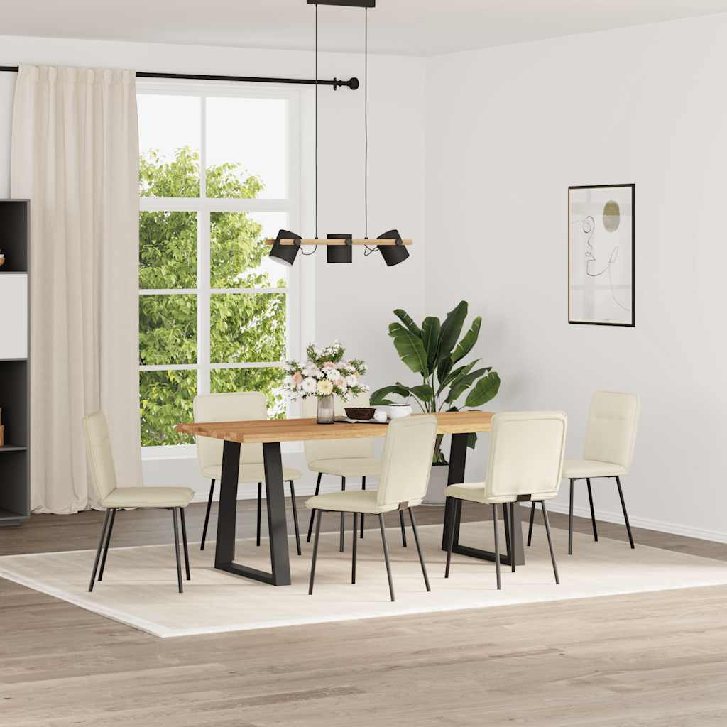 Dining chairs, 6 pcs, cream, velvet