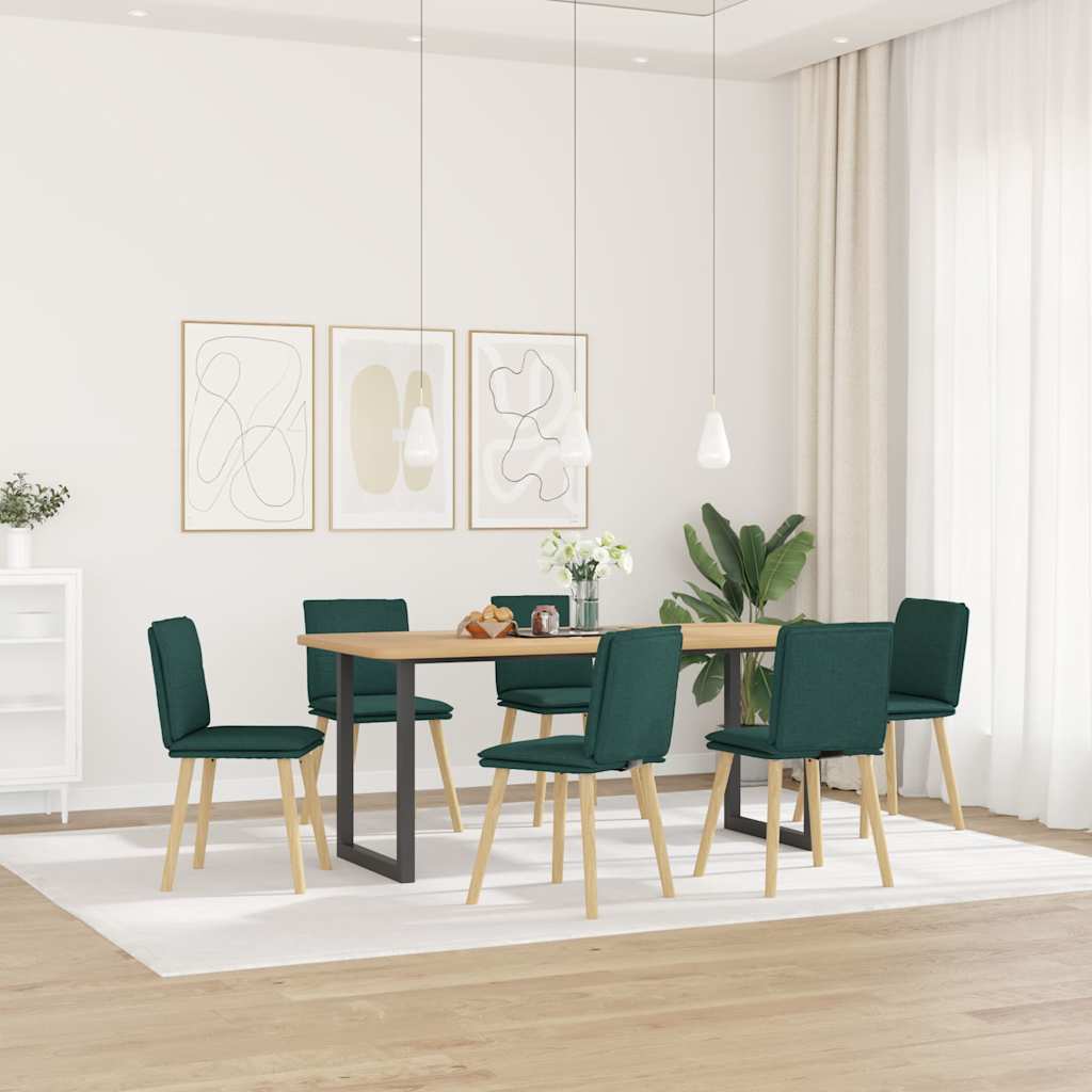 Dining Chairs, 6 pcs, Dark Green, Fabric (3x324171)