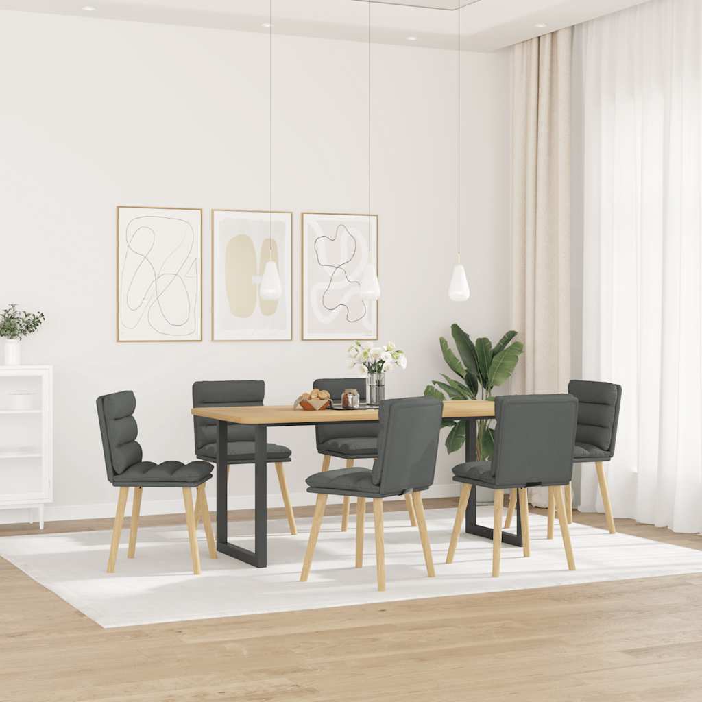 Ēdamistabas krēsli, 6 gab., tumši pelēki, audums