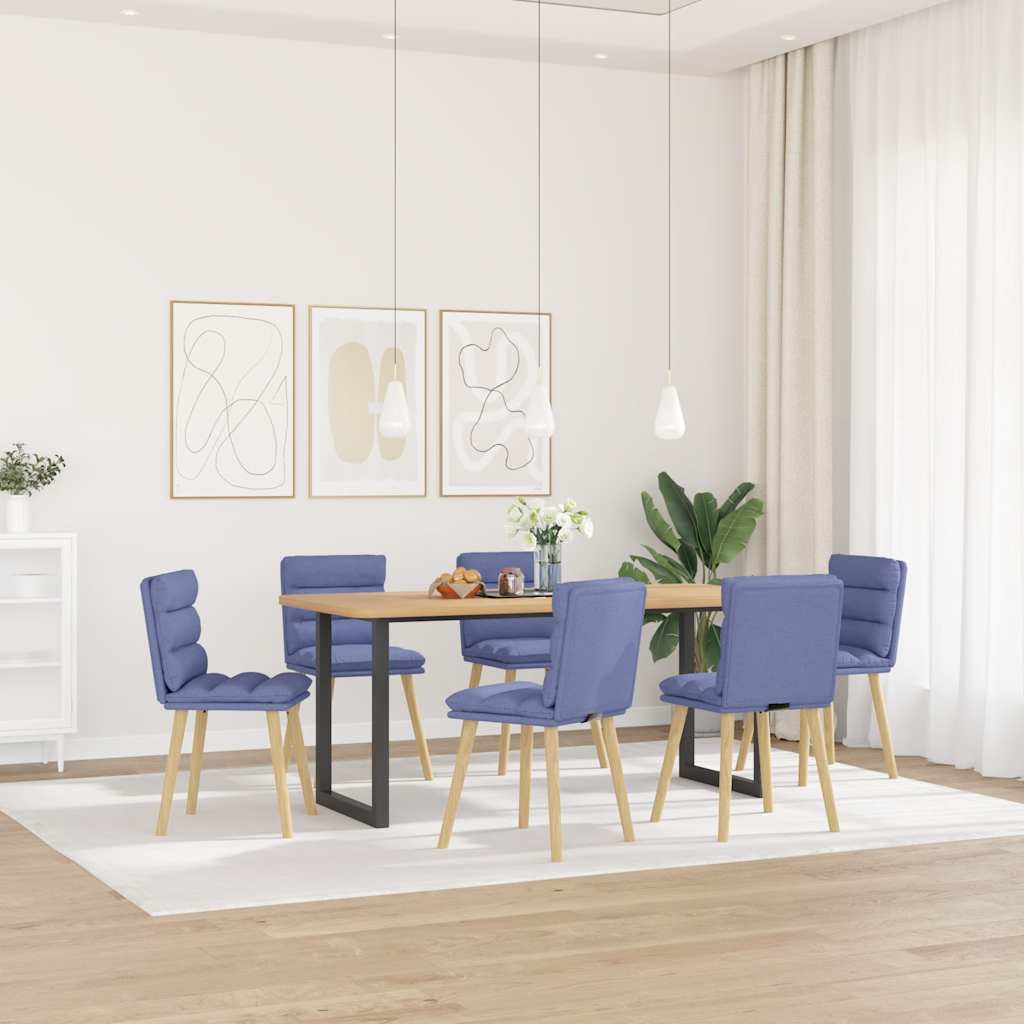 Dining chairs, 6 pcs., denim blue, fabric
