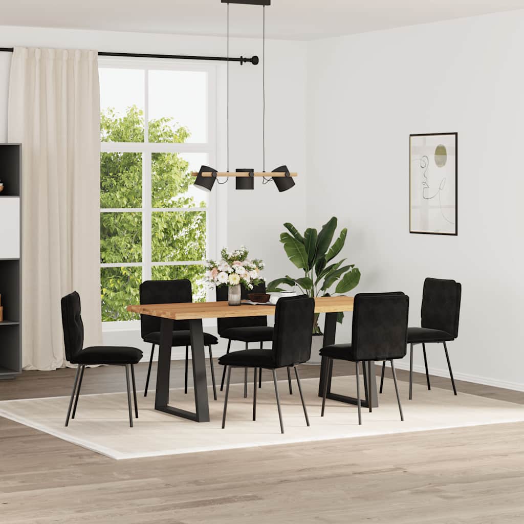 Dining chairs, 6 pcs, black, velvet