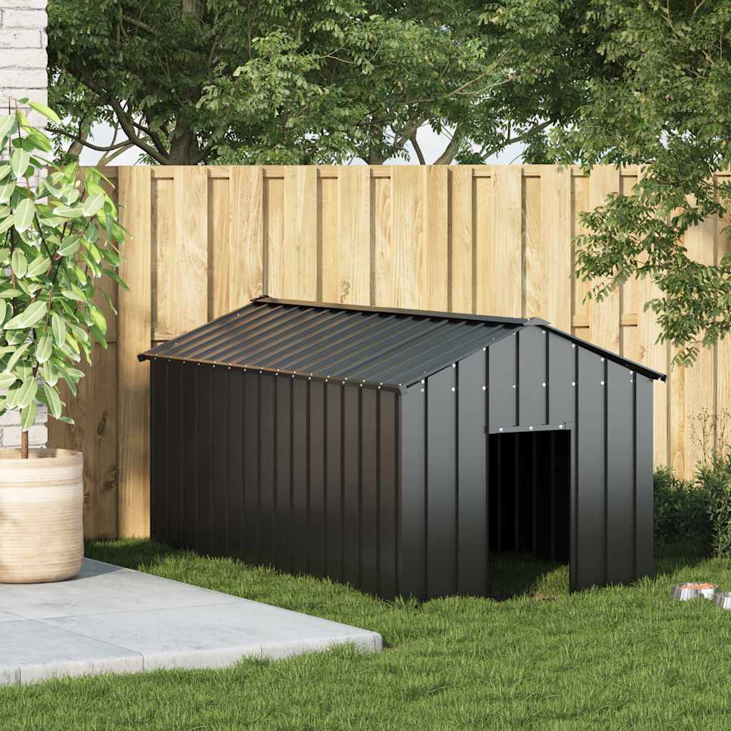 dog kennel with roof, 114x202x101cm, galvanized steel