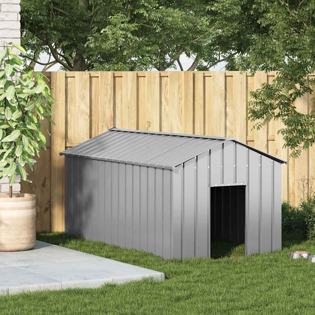 dog kennel with roof, 114x202x101cm, galvanized steel