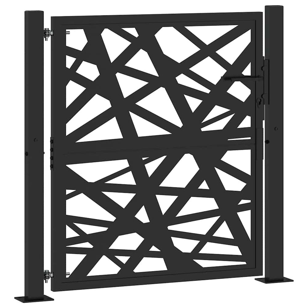 sodo vartai juodi 105x106 cm plieno šviesos dizainas