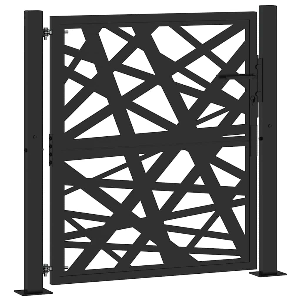 sodo vartai juodi 105x106 cm plieno šviesos dizainas