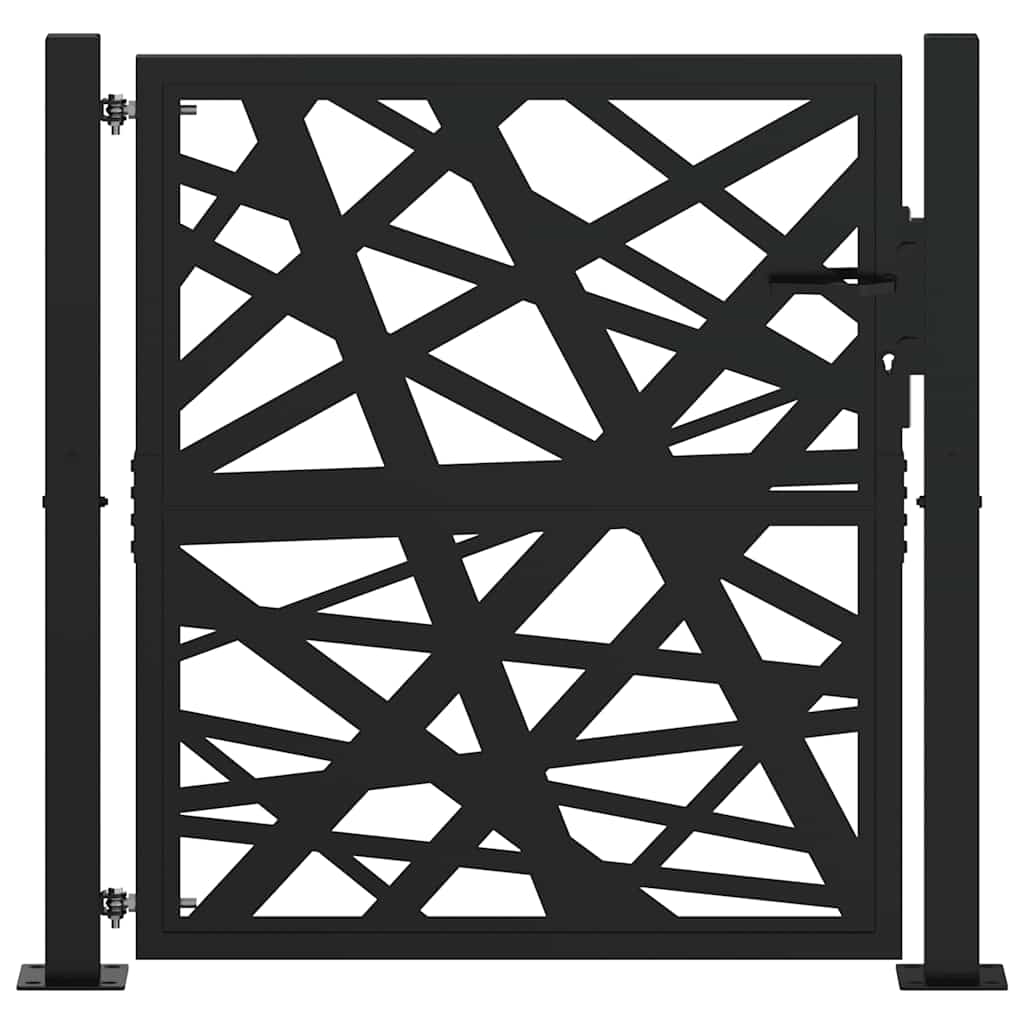 sodo vartai juodi 105x106 cm plieno šviesos dizainas