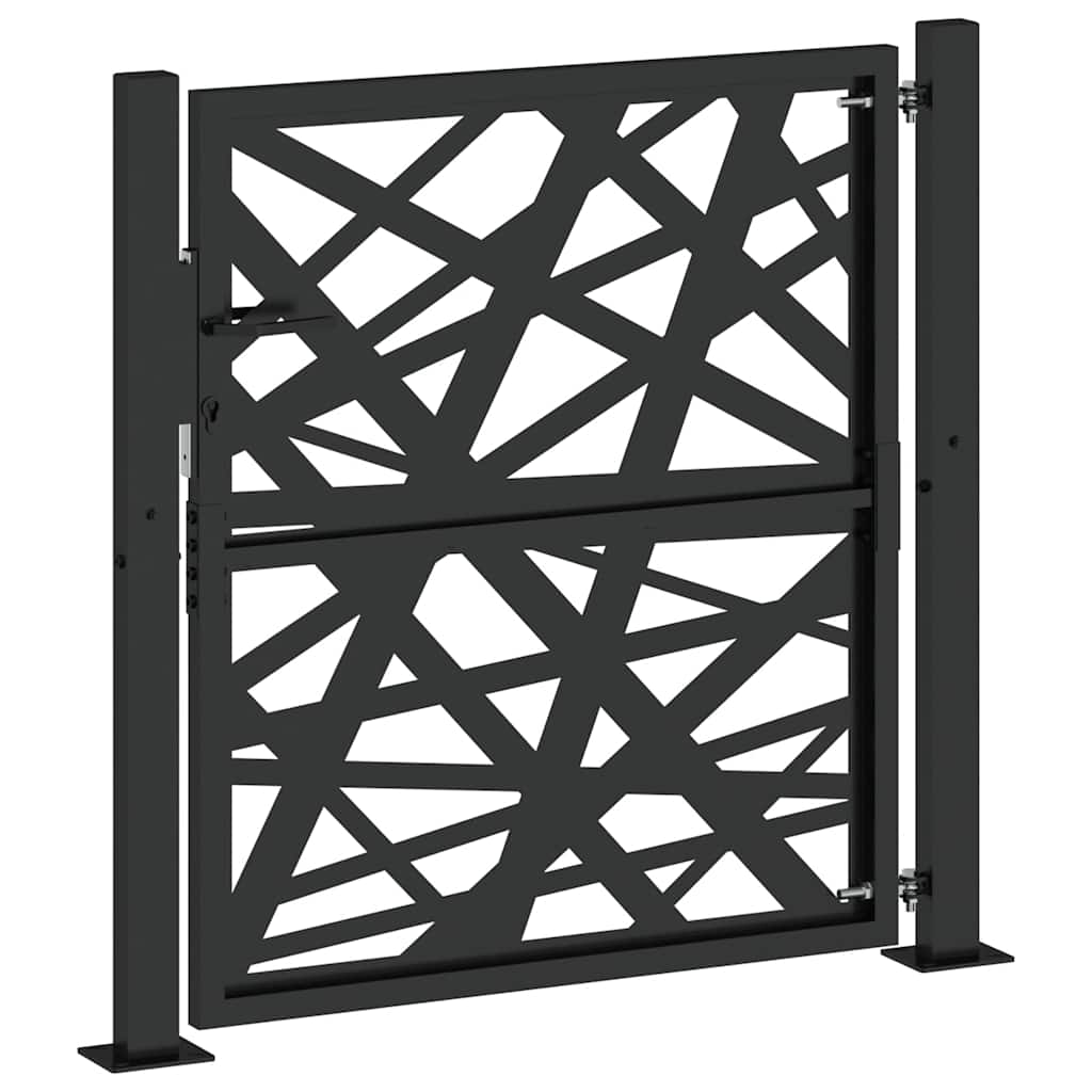 sodo vartai juodi 105x106 cm plieno šviesos dizainas