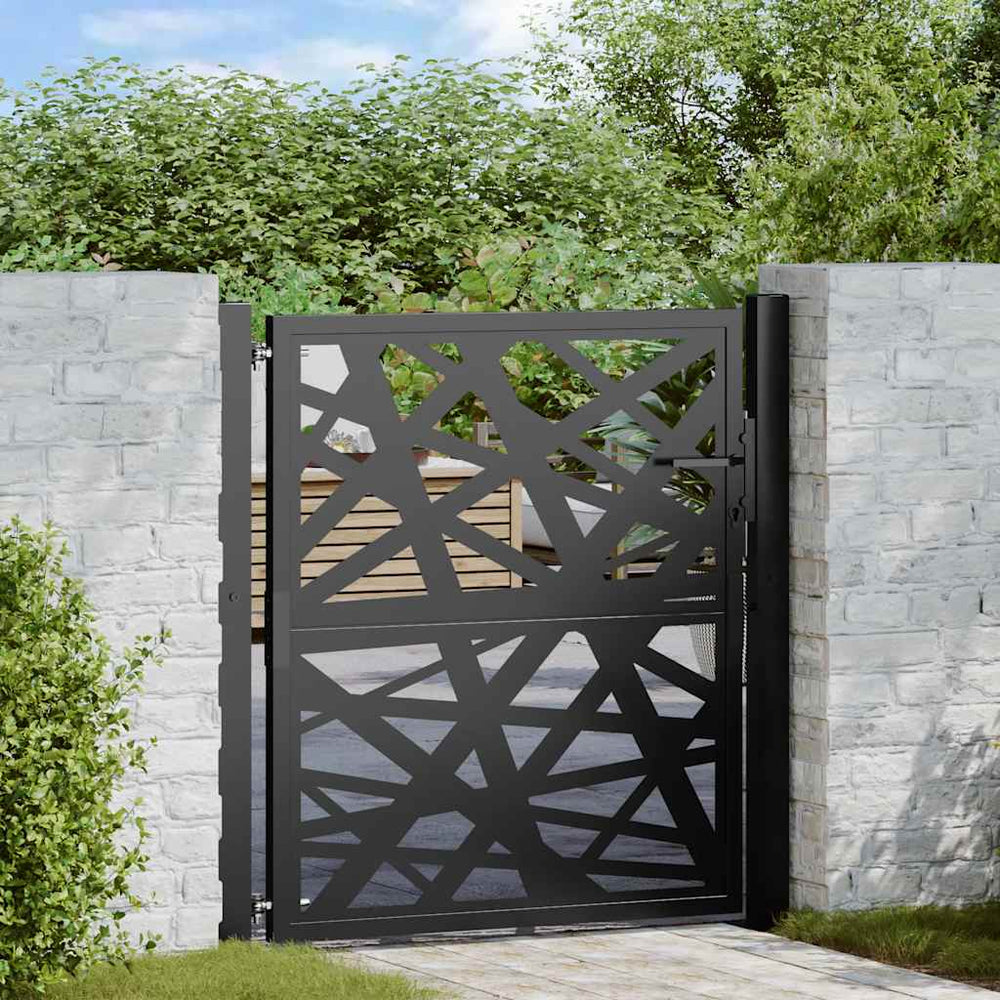 sodo vartai juodi 105x106 cm plieno šviesos dizainas