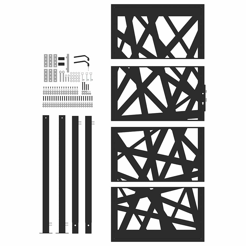 sodo vartai juodi 105x205 cm plieno šviesos dizainas