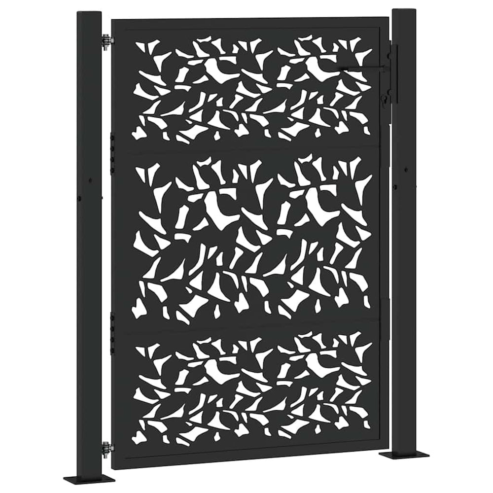 sodo vartai juodi 105x130 cm plieno lapų dizainas