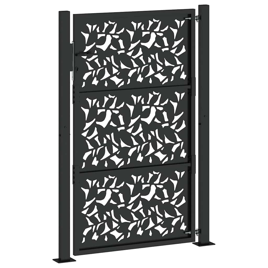 sodo vartai juodi 105x155 cm plieno lapų dizainas