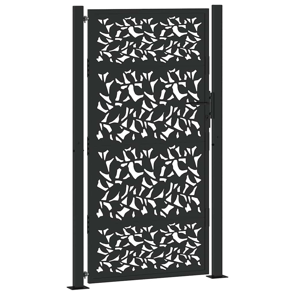 sodo vartai juodi 105x180 cm plieno lapų dizainas