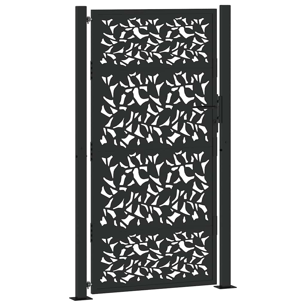 sodo vartai juodi 105x180 cm plieno lapų dizainas