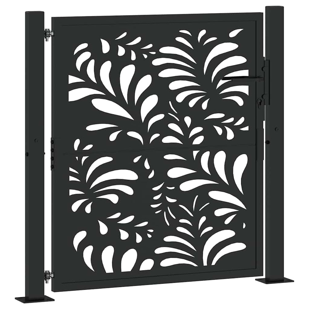 sodo vartai juodi 105x106 cm plieno bangos dizainas