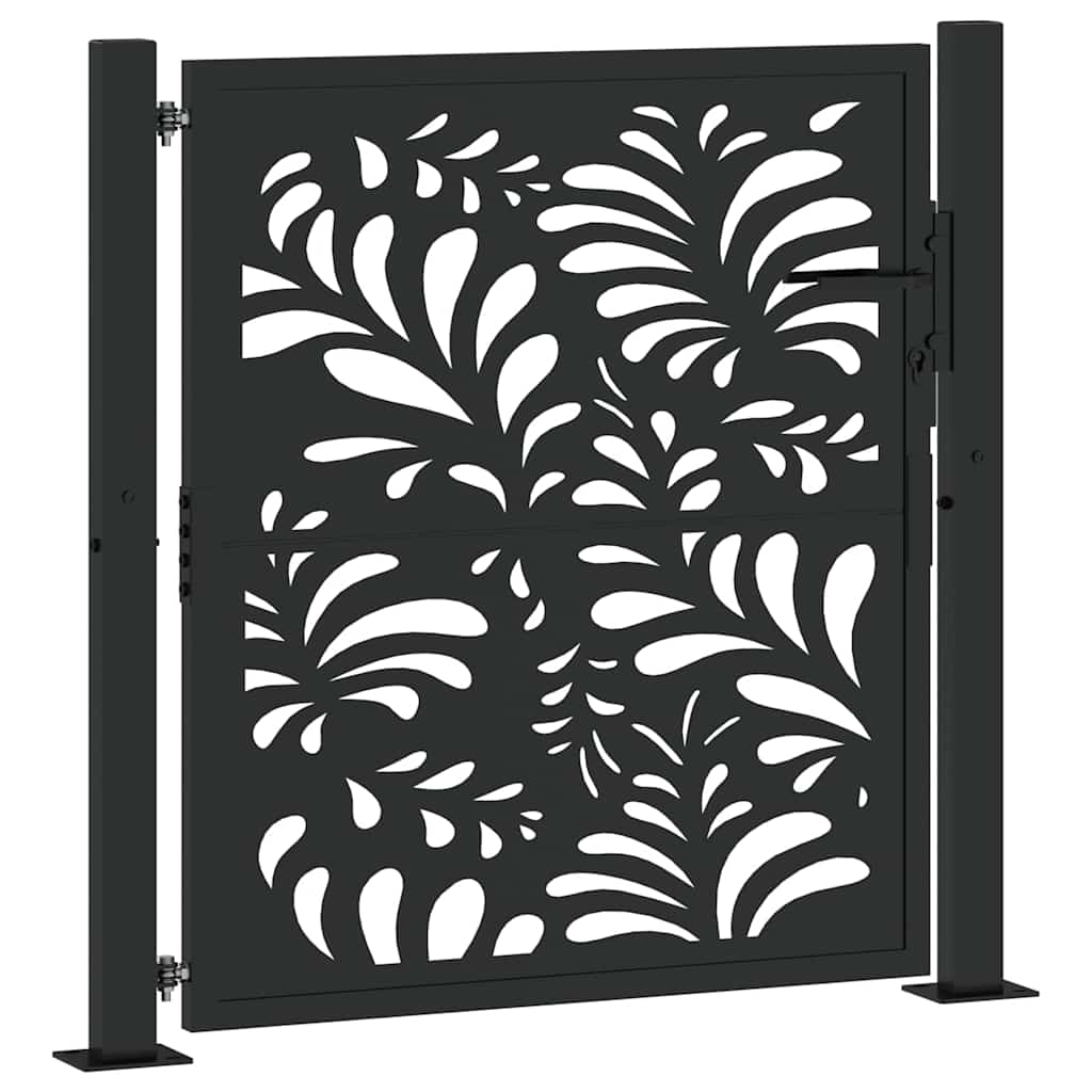 sodo vartai juodi 105x106 cm plieno bangos dizainas