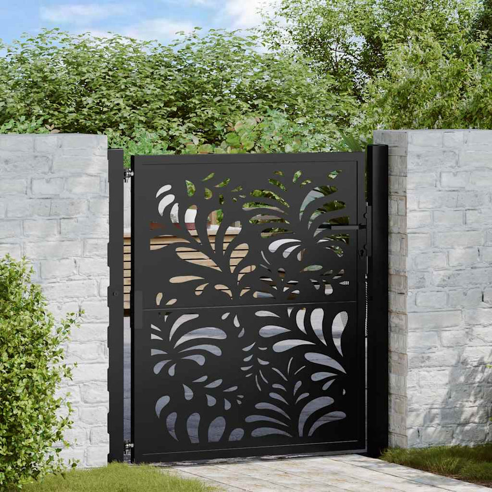 sodo vartai juodi 105x106 cm plieno bangos dizainas