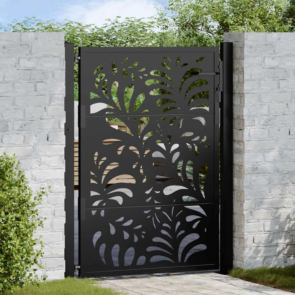 sodo vartai juodi 105x130 cm plieno bangos dizainas