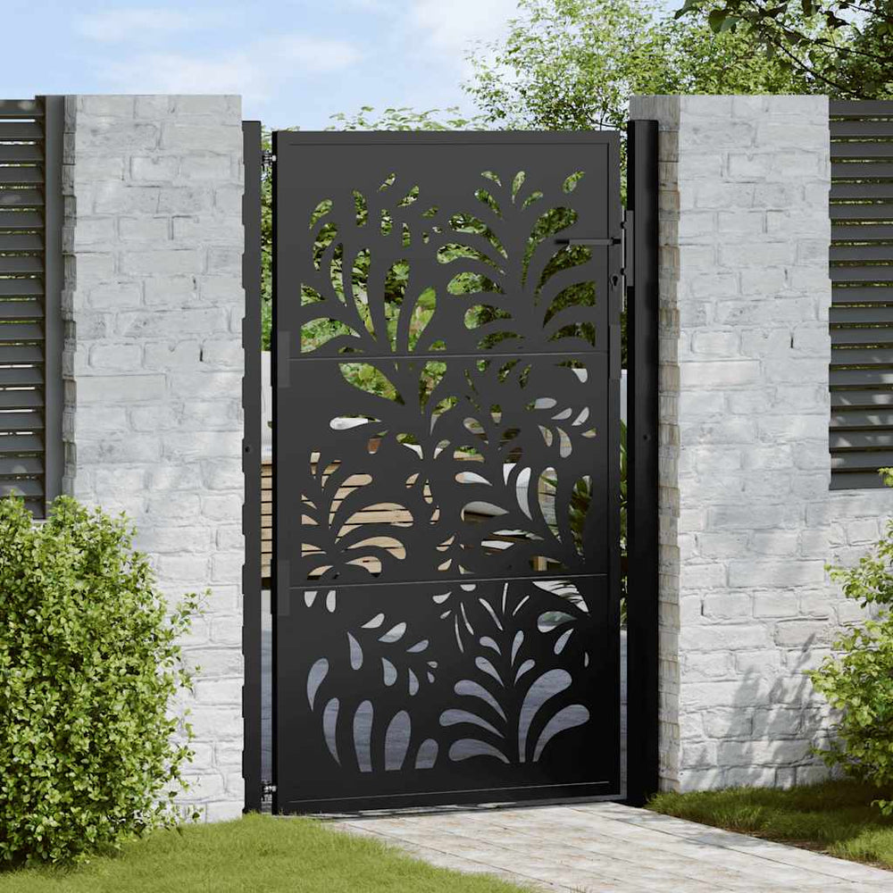 sodo vartai juodi 105x155 cm plieno bangos dizainas