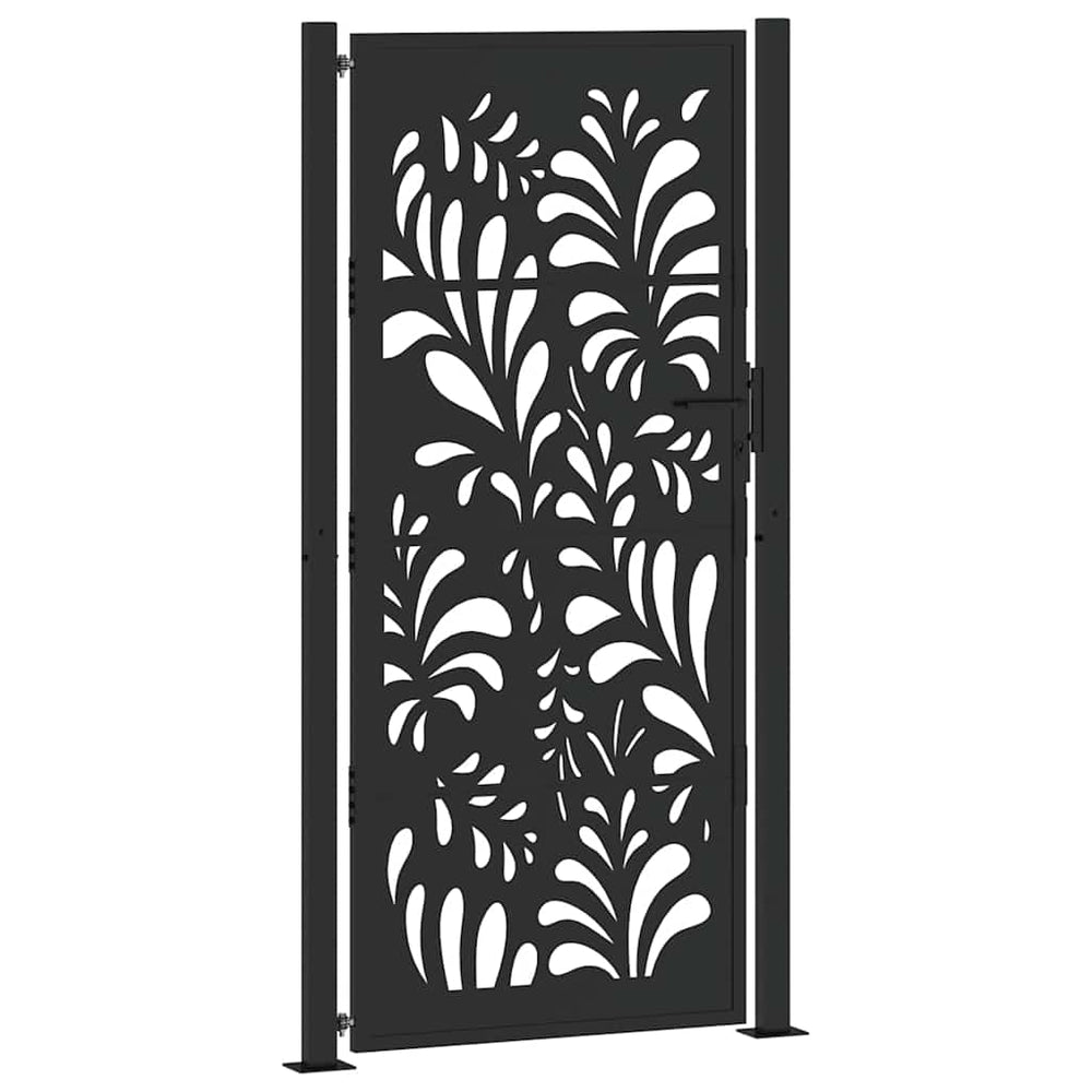 sodo vartai juodi 105x205 cm plieno bangos dizainas