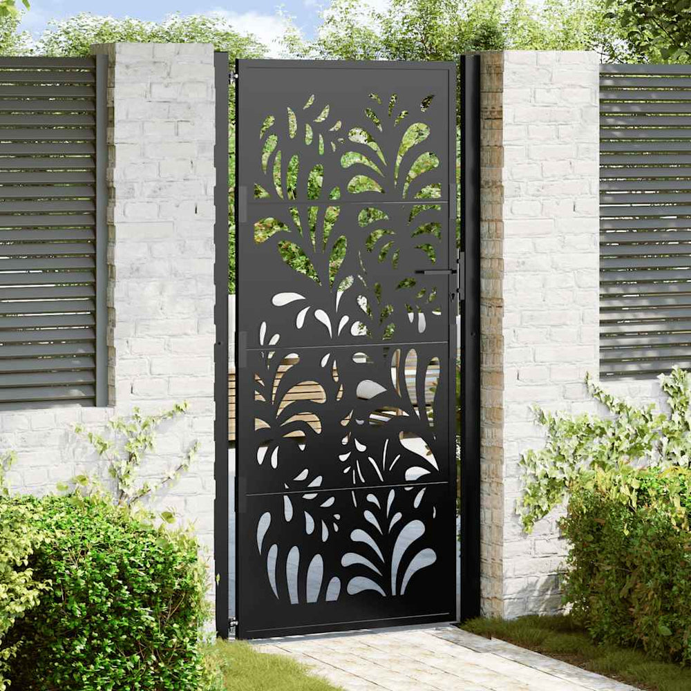 sodo vartai juodi 105x205 cm plieno bangos dizainas