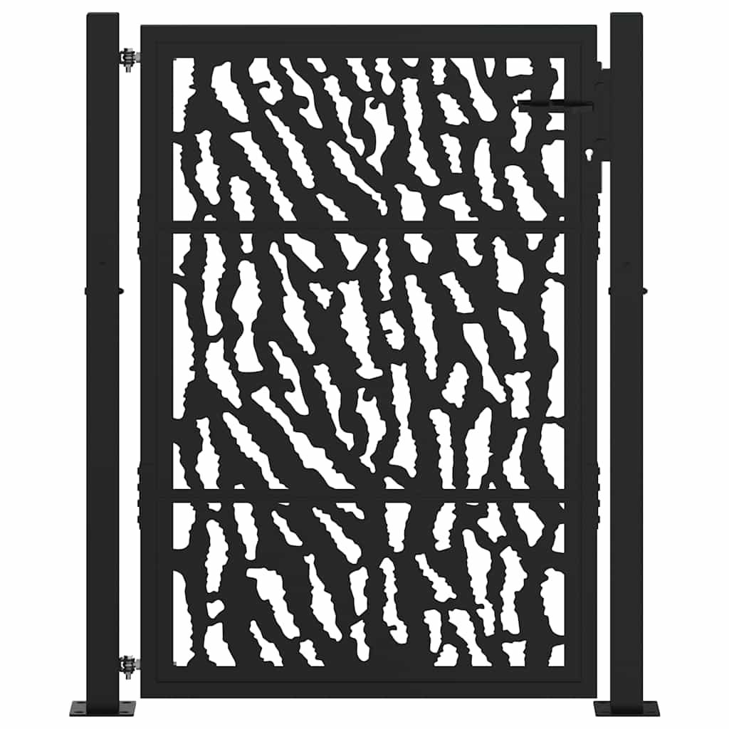 sodo vartai juodi 105x130 cm plieno pėdsakų dizainas