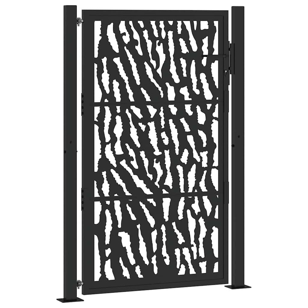 sodo vartai juodi 105x155 cm plieno pėdsakų dizainas