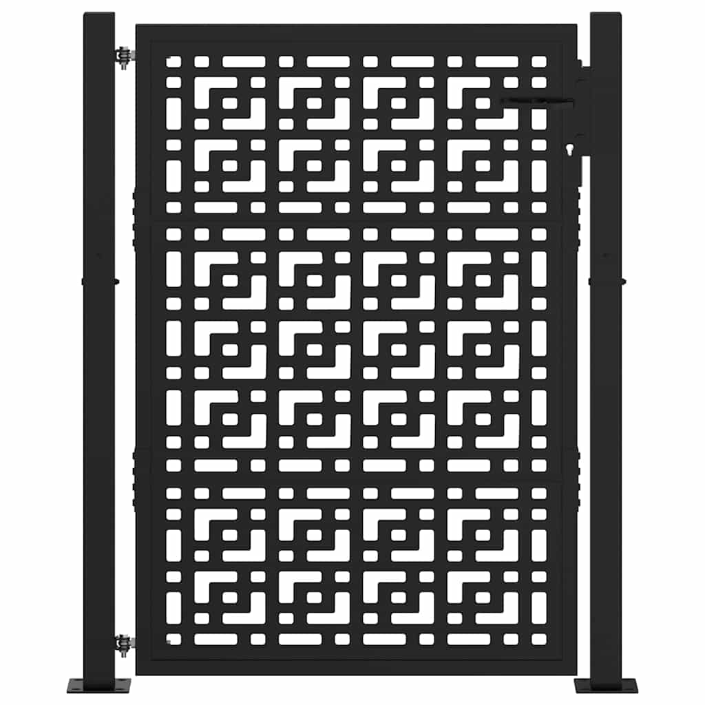 sodo vartai juodi 105x130 cm plieno kryžiaus dizainas