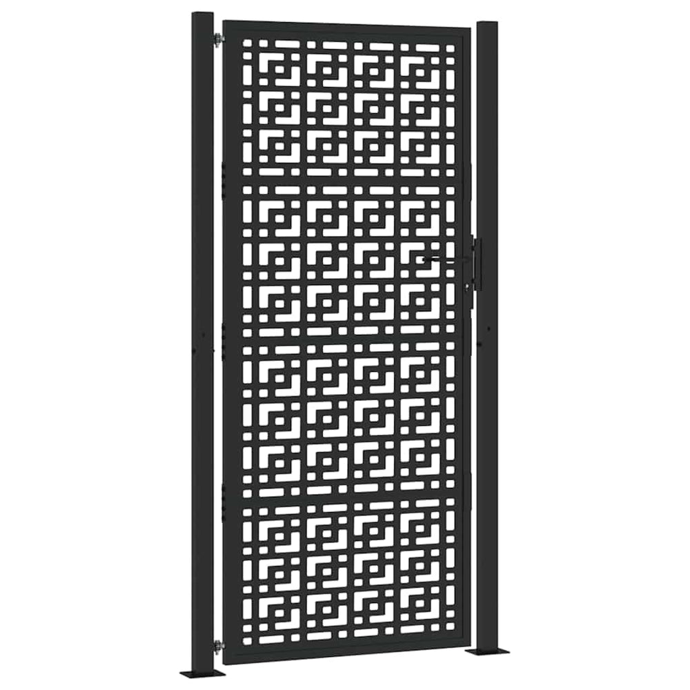sodo vartai juodi 105x205 cm plieno kryžiaus dizainas