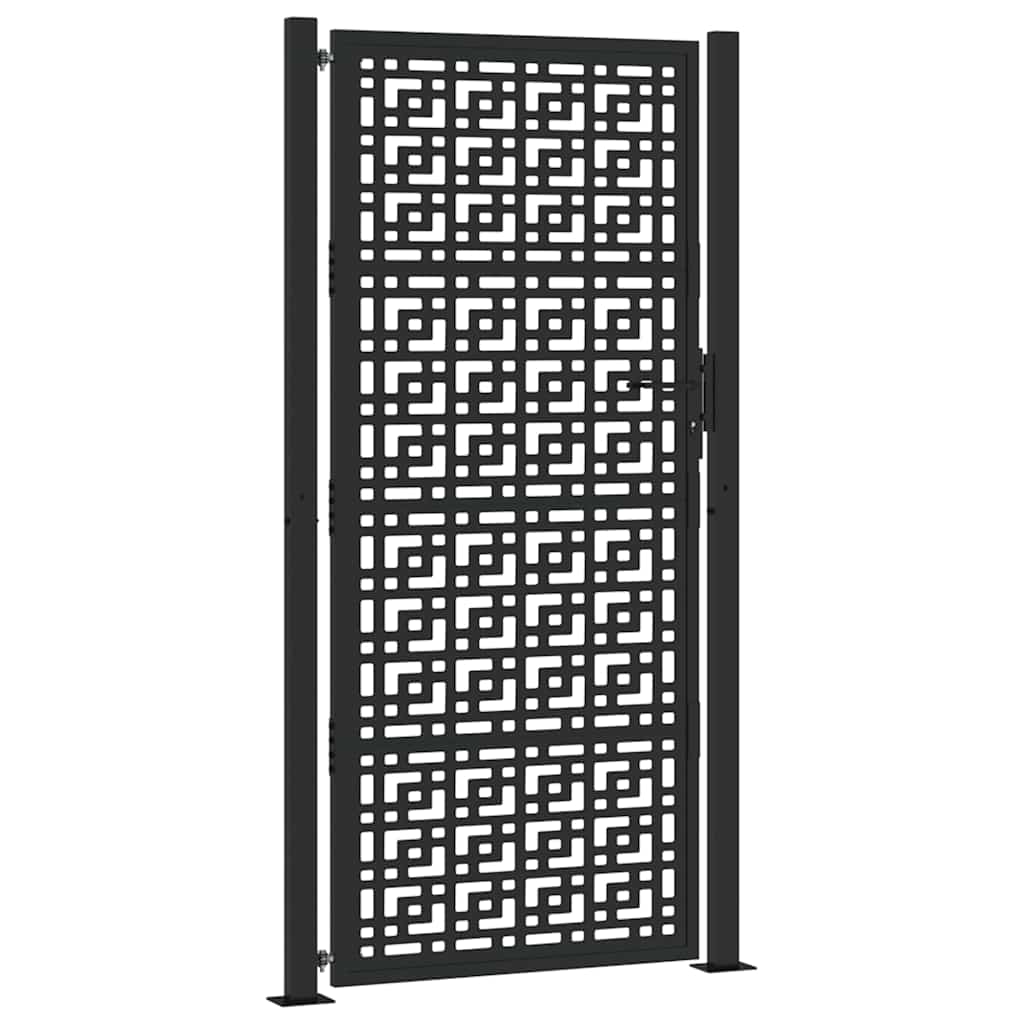 sodo vartai juodi 105x205 cm plieno kryžiaus dizainas