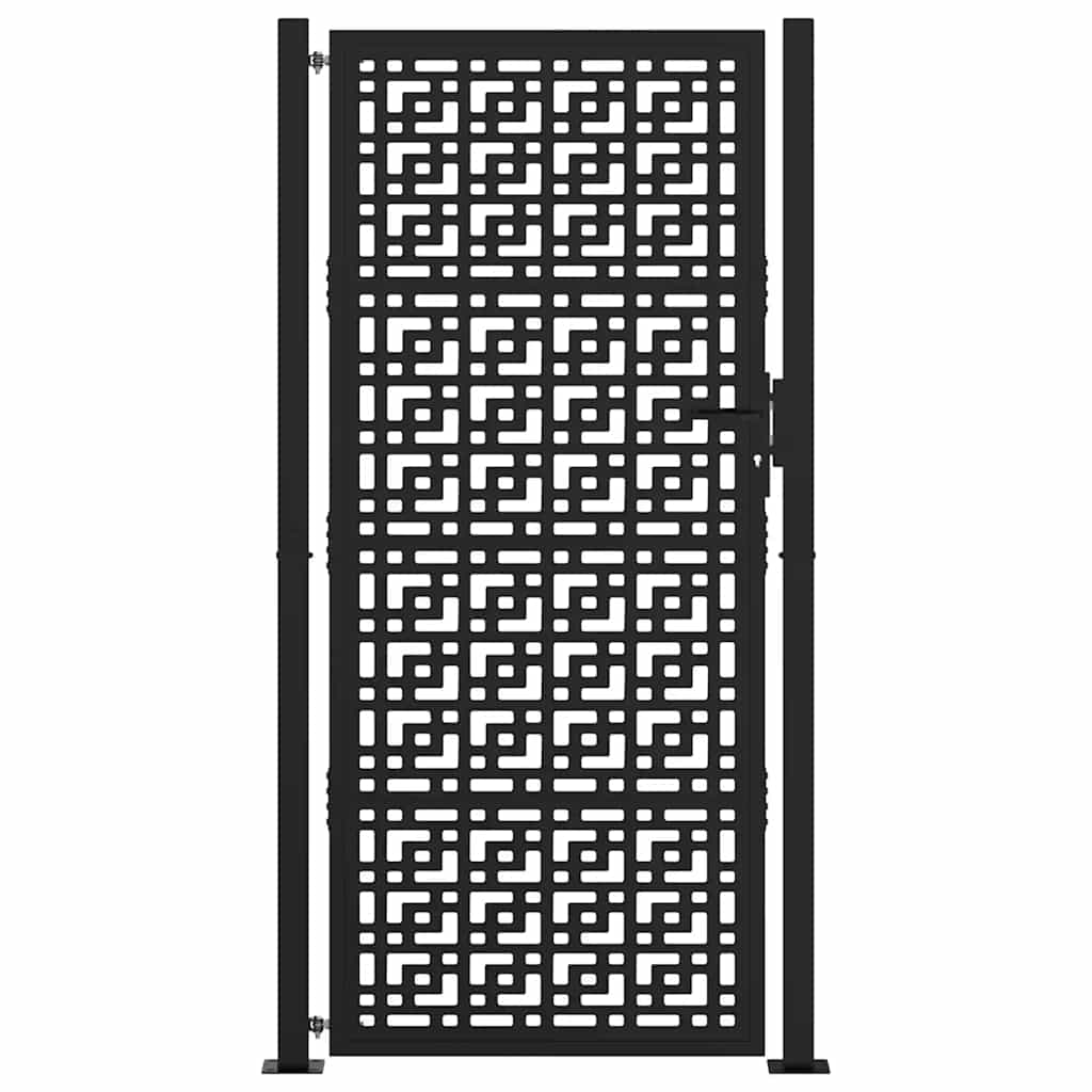 sodo vartai juodi 105x205 cm plieno kryžiaus dizainas