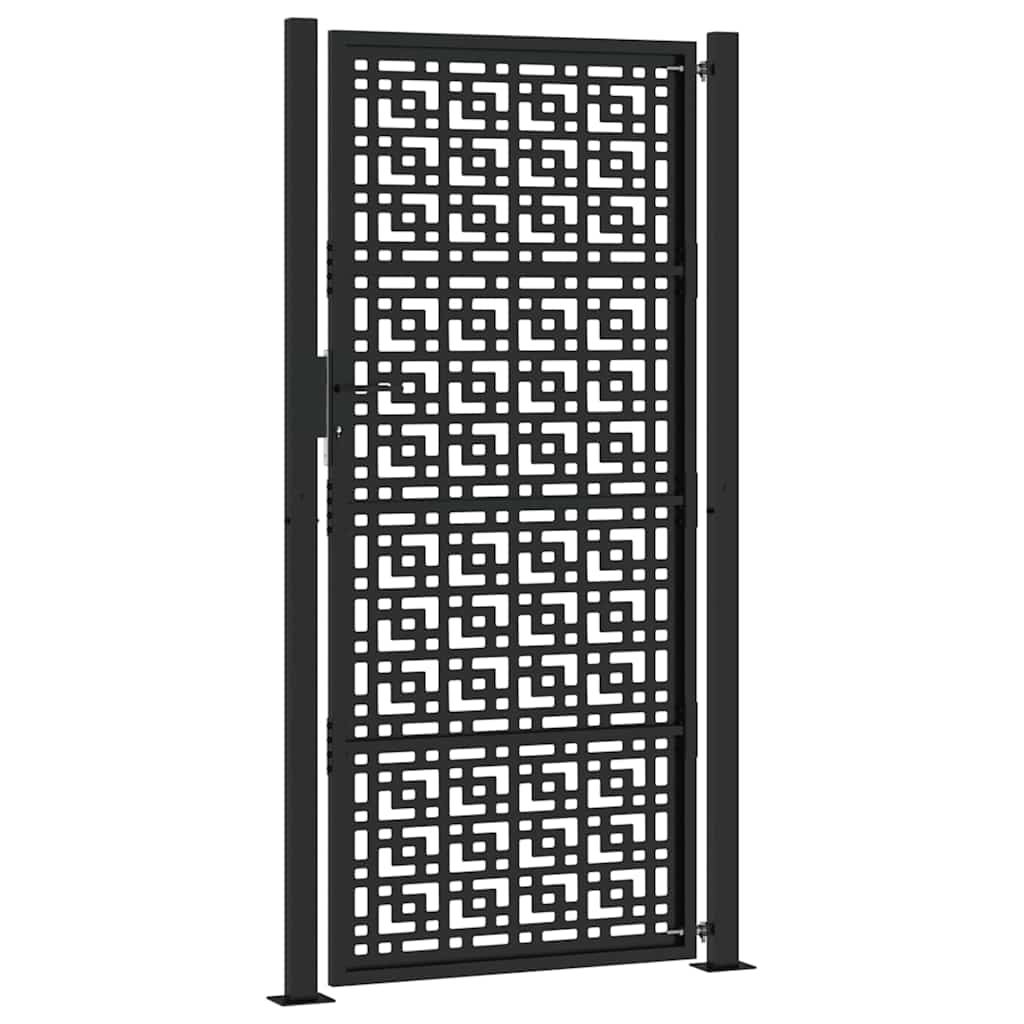sodo vartai juodi 105x205 cm plieno kryžiaus dizainas