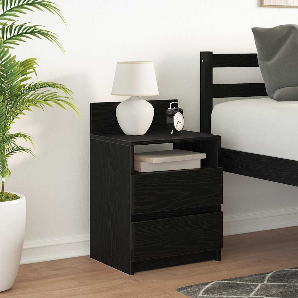 Nightstand with 2 drawers, black, 40x33x60cm