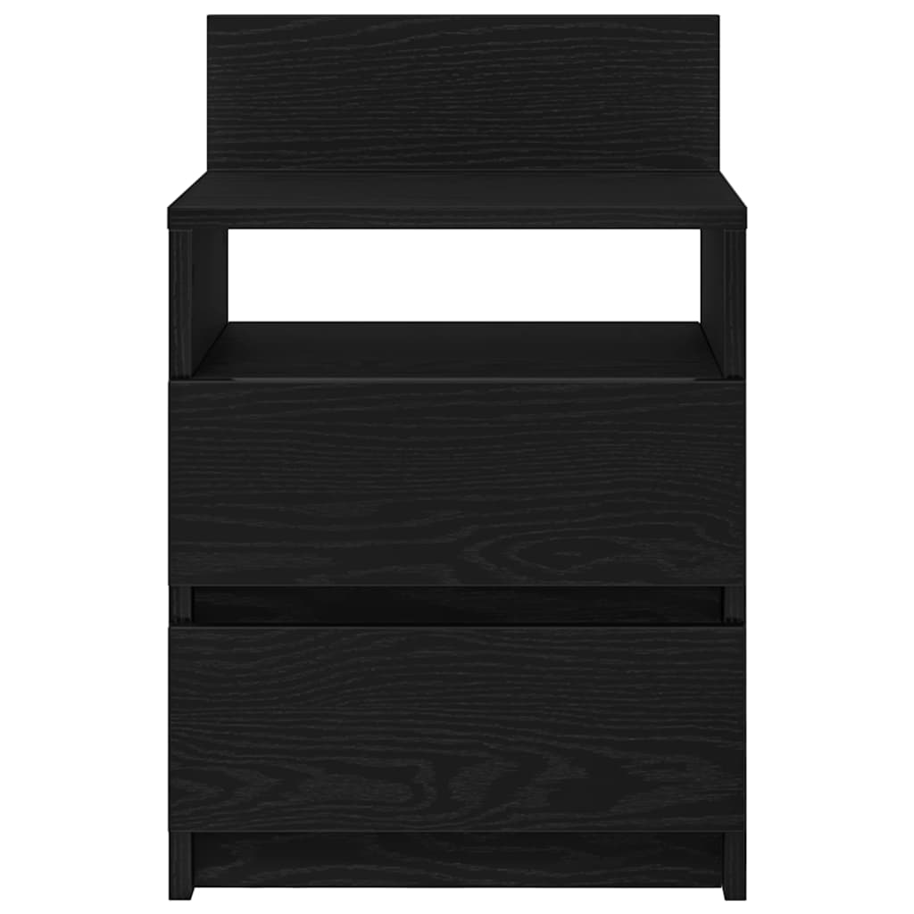 Nightstand with 2 drawers, black, 40x33x60cm